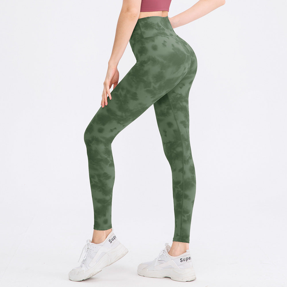 Printed Yoga Trousers Women Nude Double-Sided Brushed High Waist Hip Lift Tight No Embarrassment Line Fitness Trouser