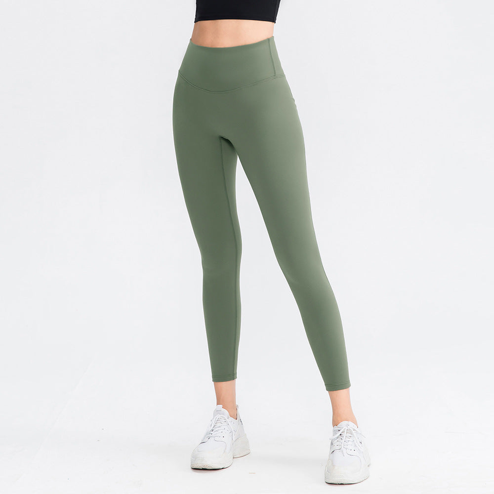 Printed Yoga Trousers Women Nude Double-Sided Brushed High Waist Hip Lift Tight No Embarrassment Line Fitness Trouser
