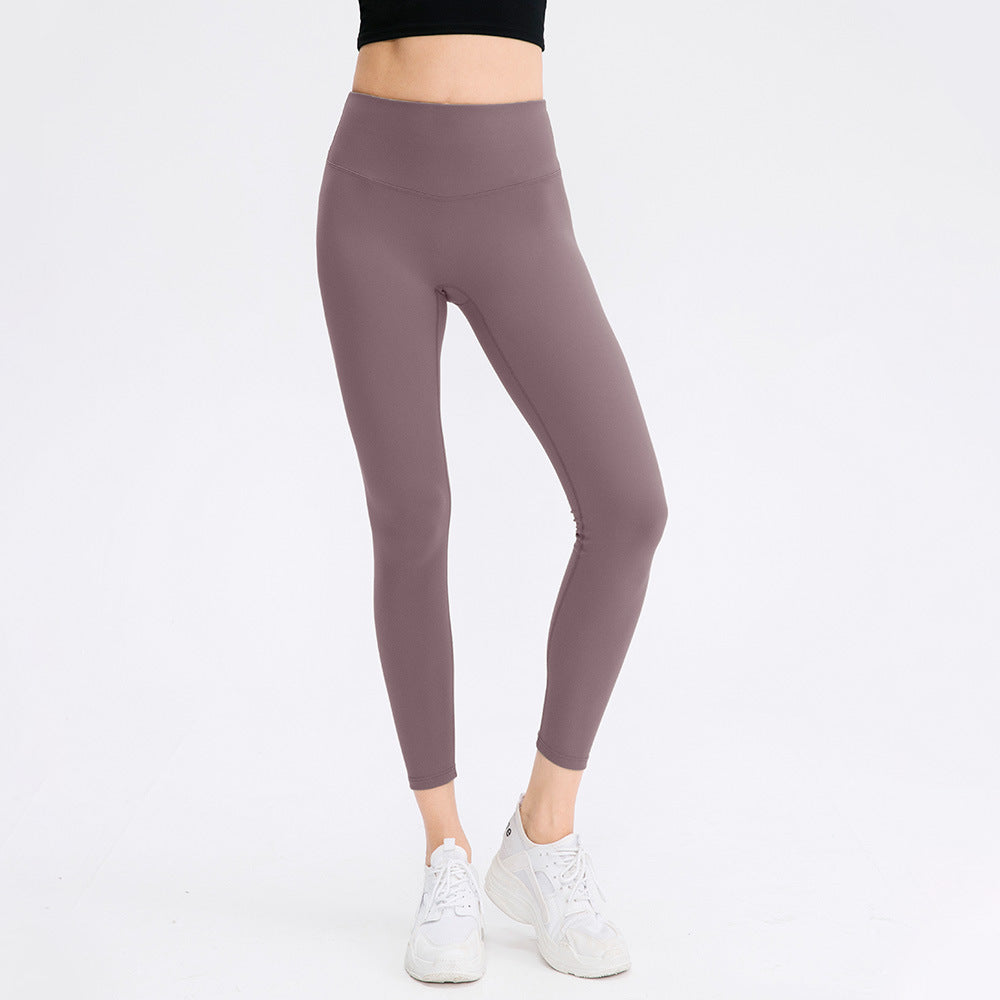 Printed Yoga Trousers Women Nude Double-Sided Brushed High Waist Hip Lift Tight No Embarrassment Line Fitness Trouser