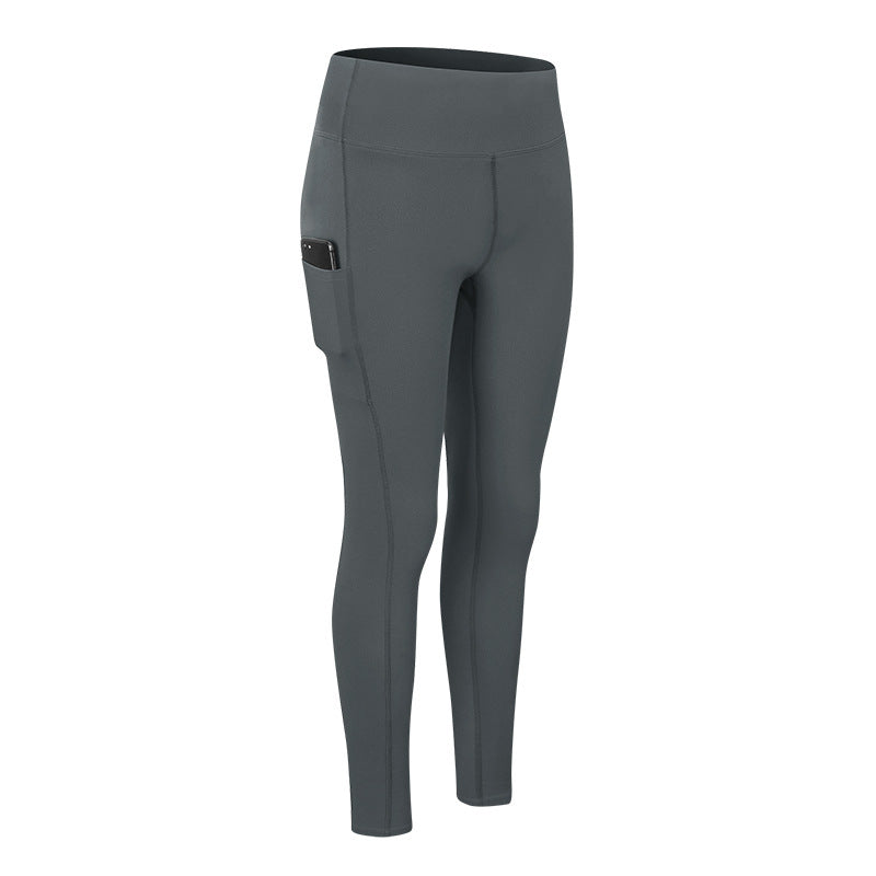 Double-Sided Brocade Nude Feel Yoga Pants Women Pocket High Waist Shaping Exercise Workout Pant