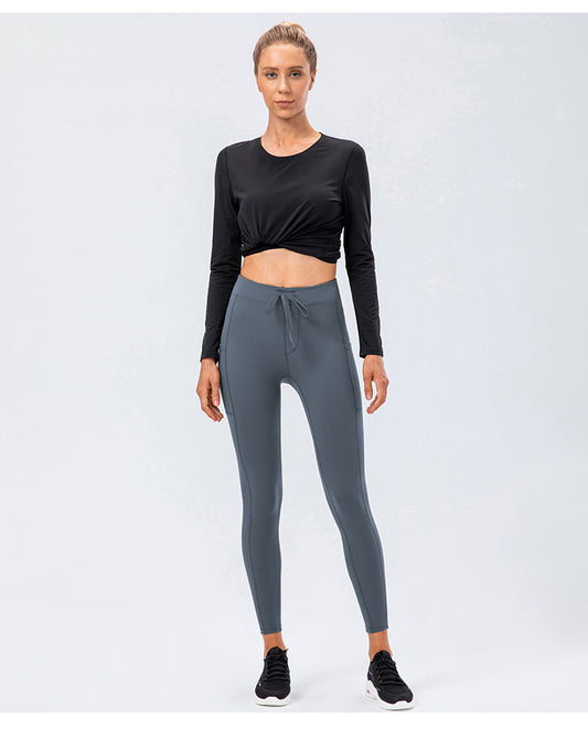 Yoga Pants Women Drawstring Hip Raise Skinny Sports Running Fitness Pant