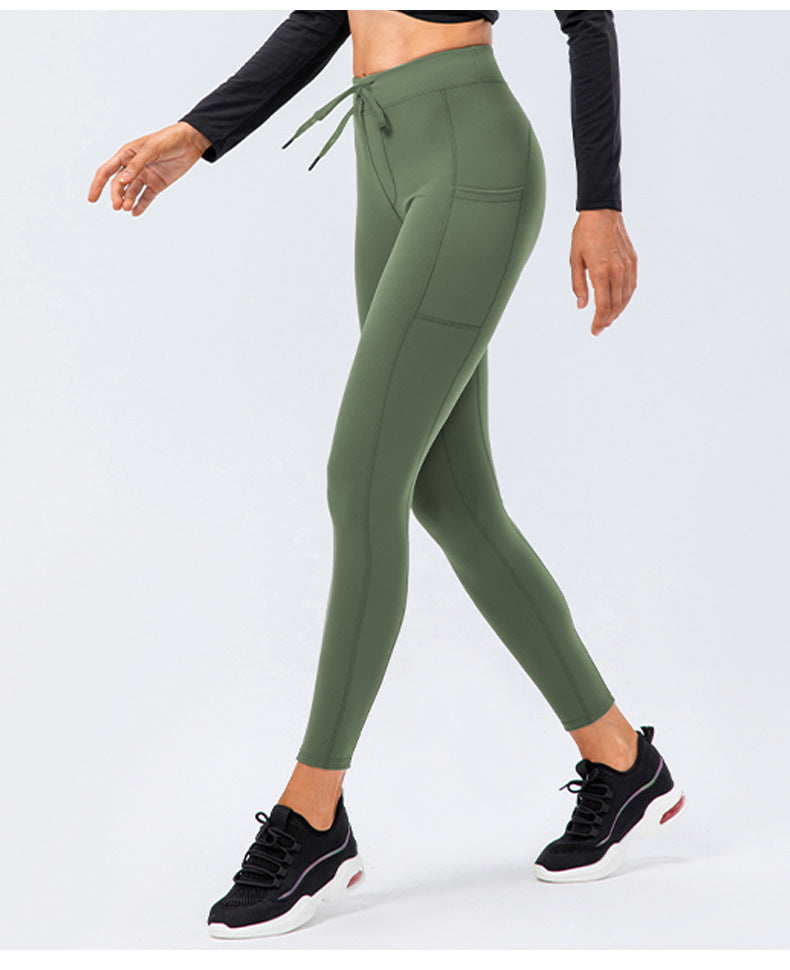 Yoga Pants Women Drawstring Hip Raise Skinny Sports Running Fitness Pant