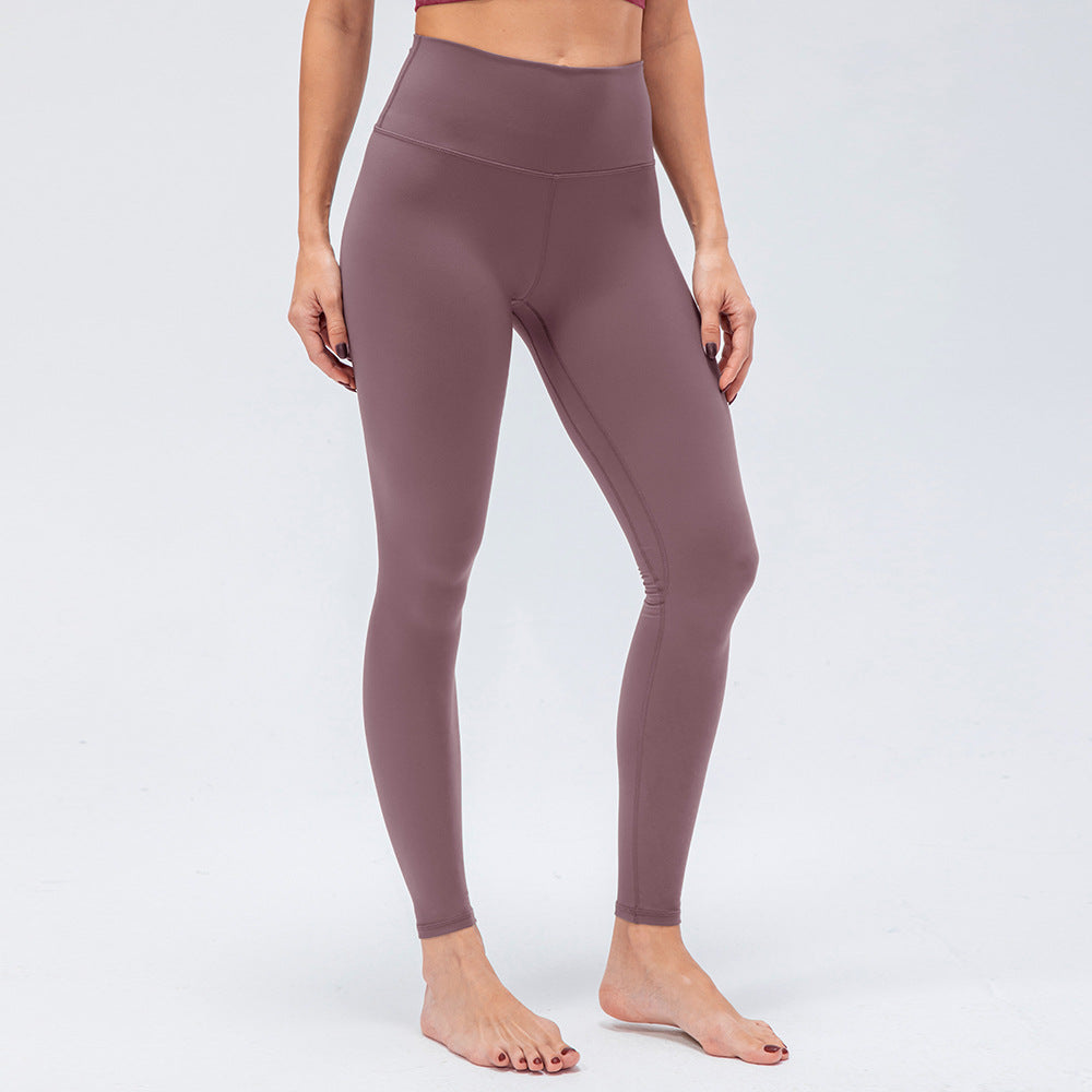 Women Double Sided Brushed Nude Feel Yoga Pants High Waist Hip Lift Sports Pants Stretch Tight Fitness Pant
