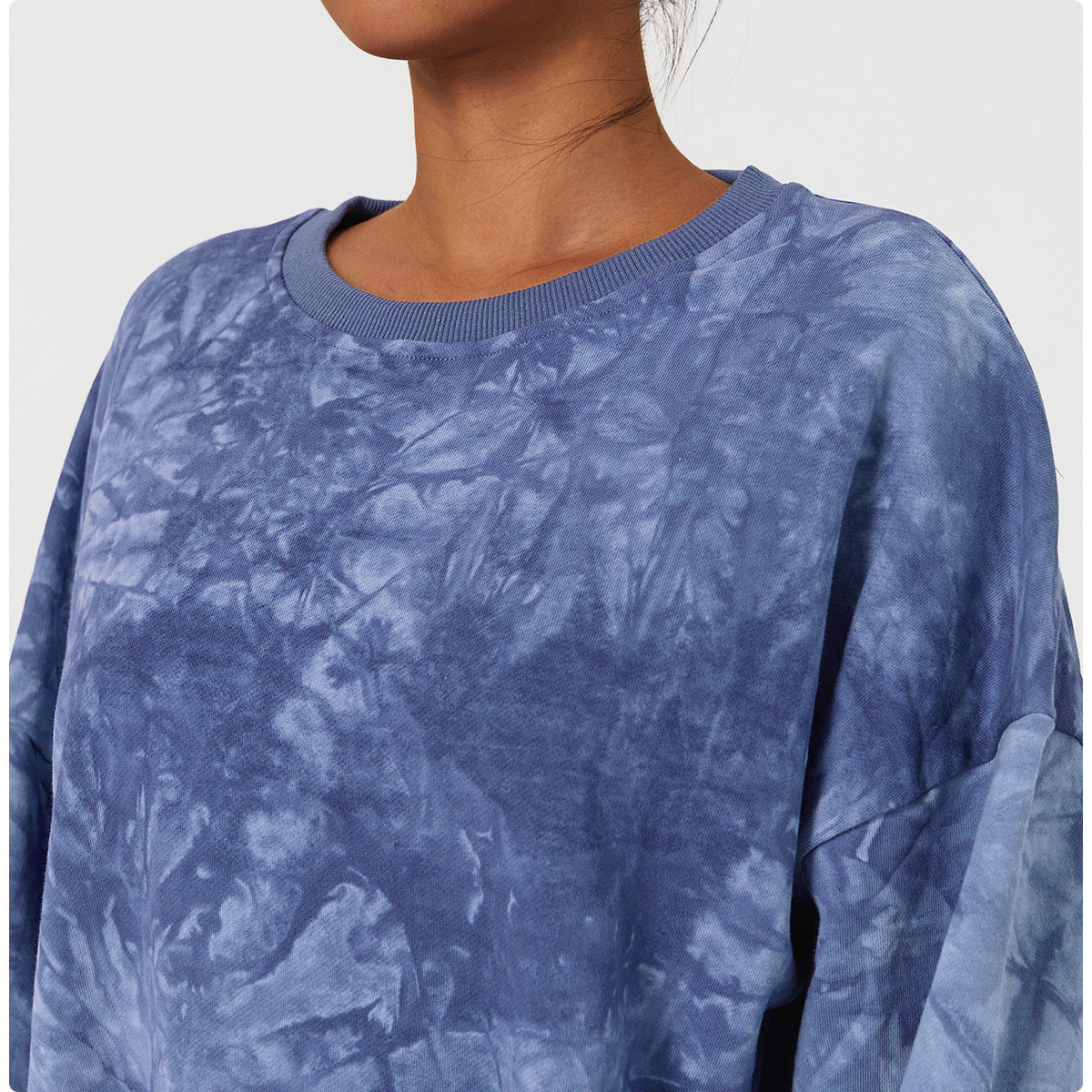 Sollinarry Mineral Wash Tie Dye Long Sleeve Sweatshirt Women Pullover Outdoor Casual Loose Sweatshirt Fashionable Workout Clothes Top