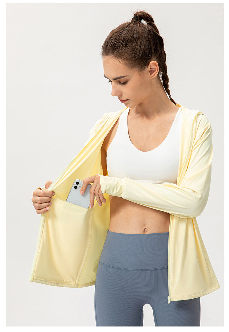 Ice Silk Sun Protection Clothing Women Summer Hooded Long Sleeve Outdoor Sports Biking Walking Sun Protection Shirt