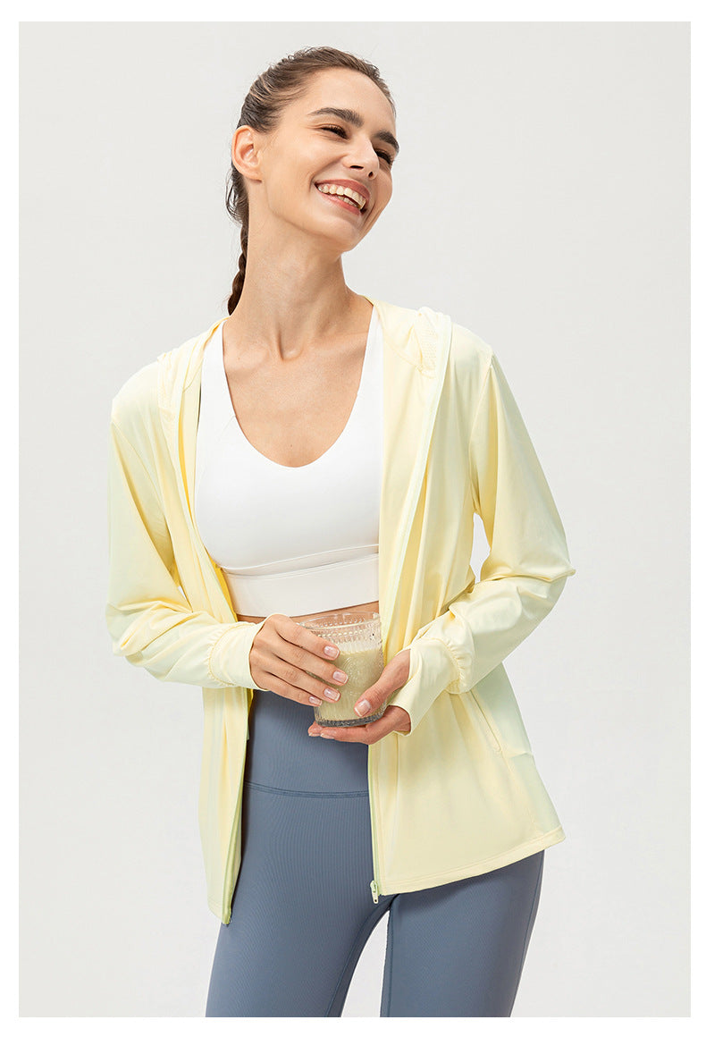 Ice Silk Sun Protection Clothing Women Summer Hooded Long Sleeve Outdoor Sports Biking Walking Sun Protection Shirt