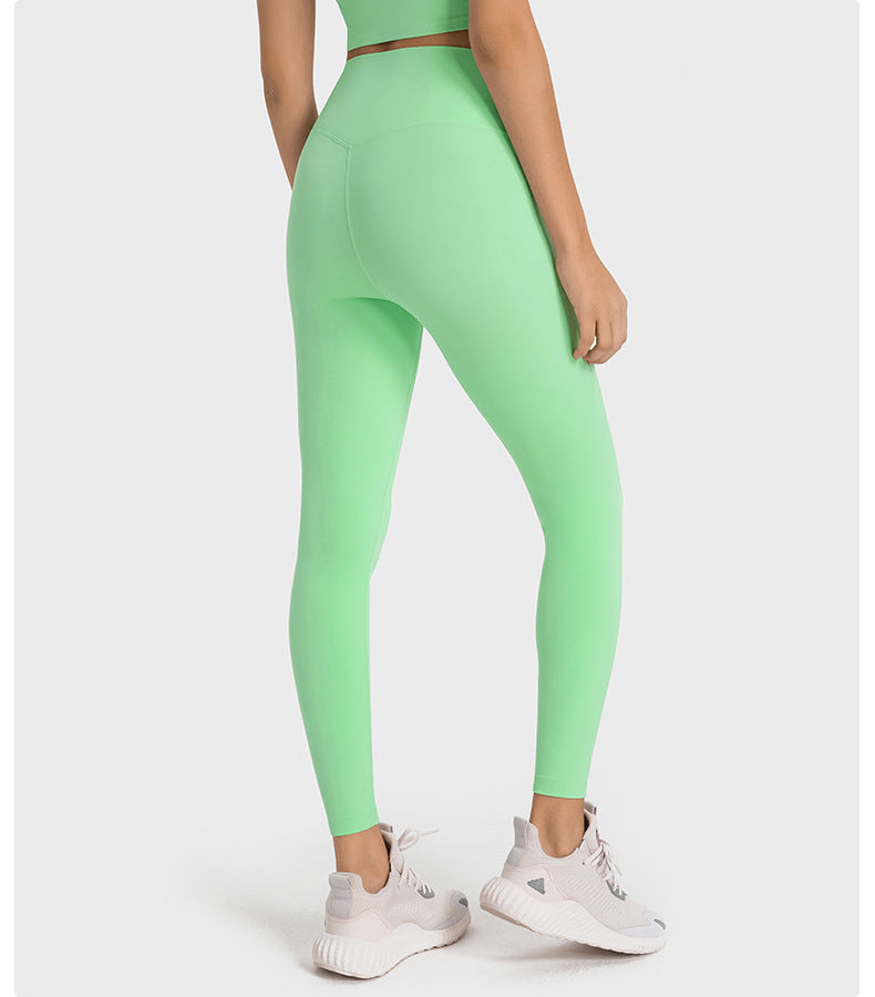 Nude Feel Antibacterial T Free Line Peach Hip Yoga Pants High Waist Hip Lift Exercise Workout Pants Women