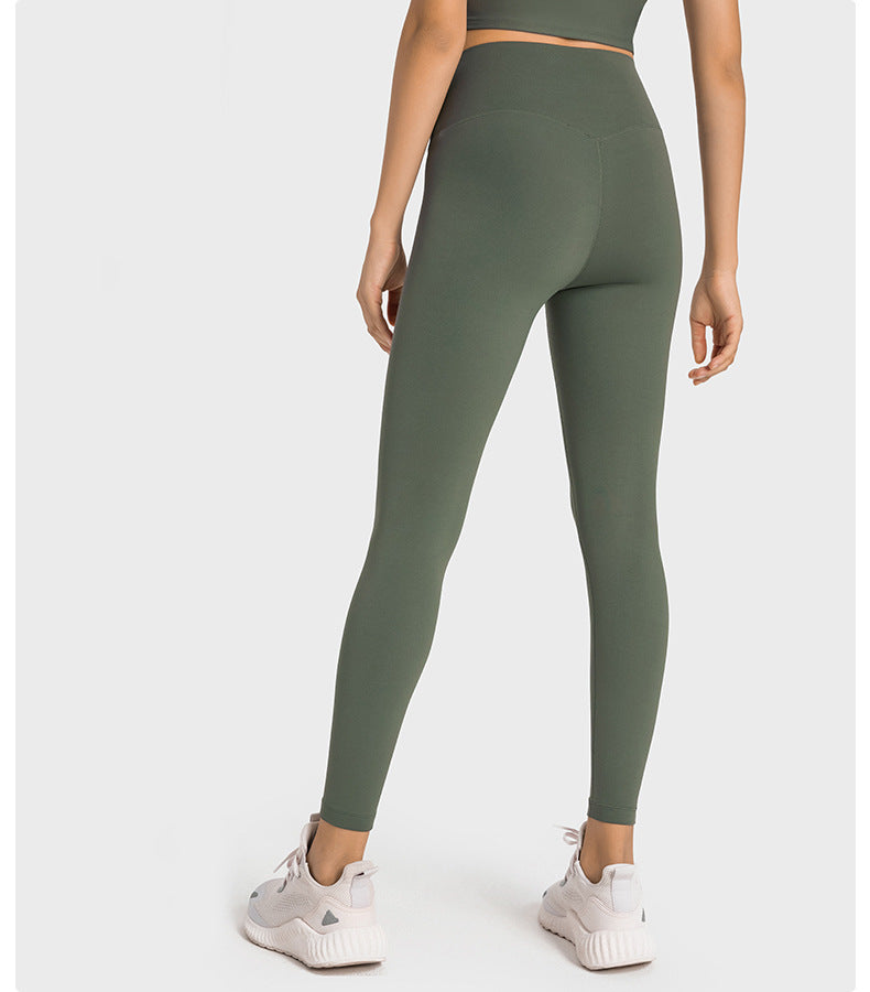 Nude Feel Antibacterial T Free Line Peach Hip Yoga Pants High Waist Hip Lift Exercise Workout Pants Women