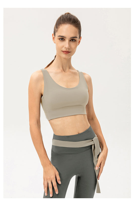 One Piece Yoga Bra Women Shockproof Push up Sports Vest Breathable Nude Feel Running Workout Underwear