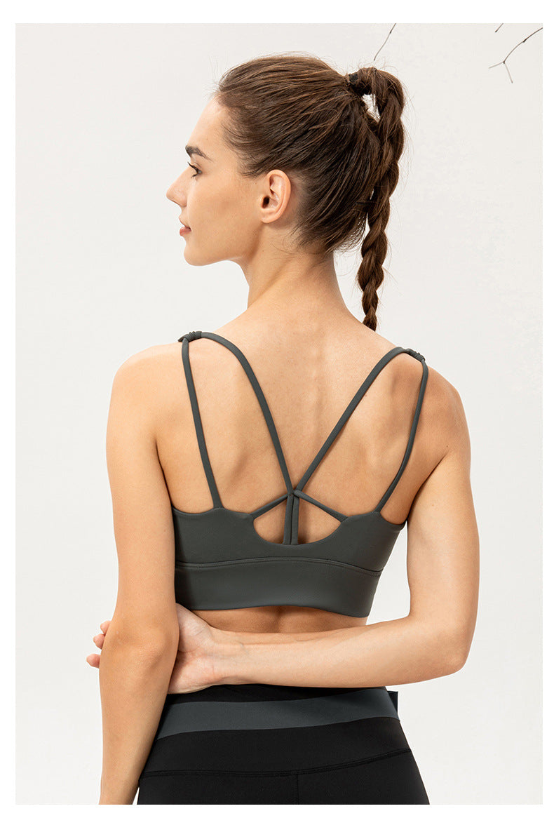 One Piece Yoga Bra Women Shockproof Push up Sports Vest Breathable Nude Feel Running Workout Underwear