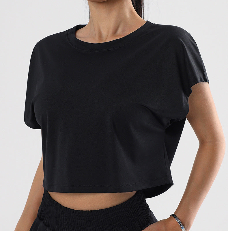Summer Sexy Yoga T shirt Quick Drying Clothes Loose Breathable Short Sleeve Outdoor Running Sports Workout Clothes