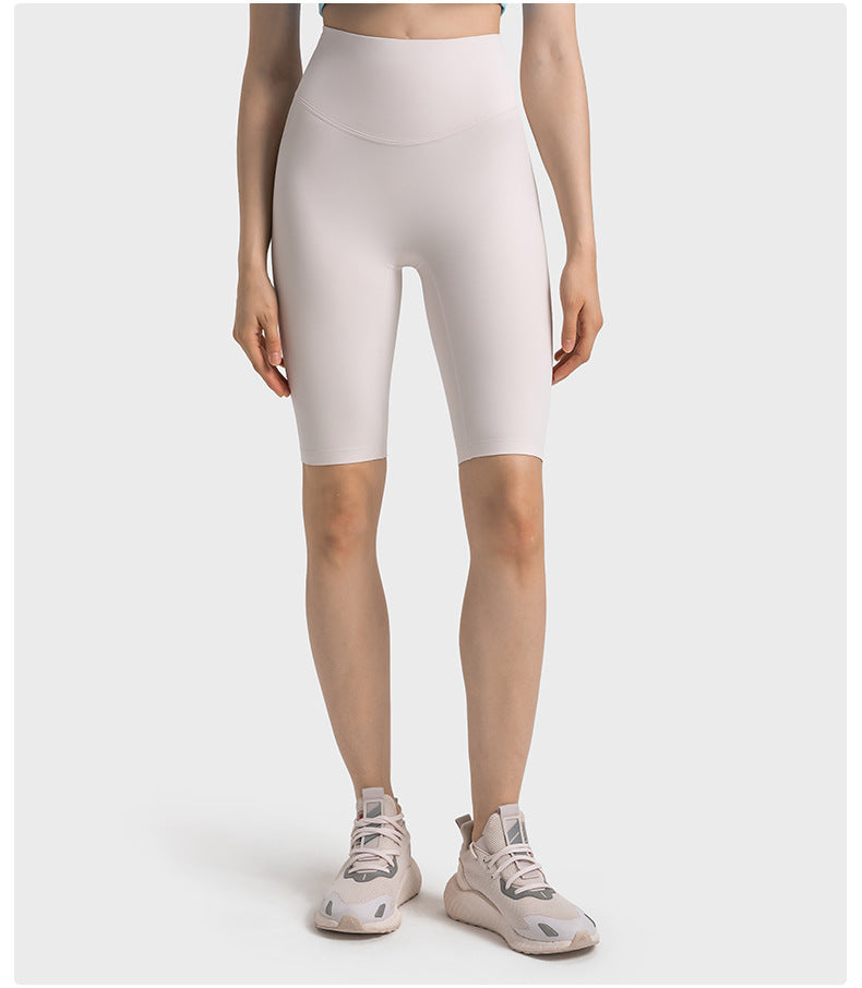 Non Embarrassing Line Anti Curling High Waist Belly Contracting Hip Lifting Yoga Pants Elastic Skin Friendly Sports Shorts Women