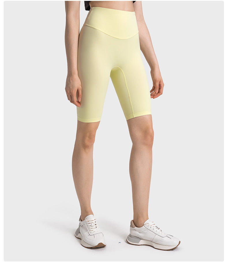 Non Embarrassing Line Anti Curling High Waist Belly Contracting Hip Lifting Yoga Pants Elastic Skin Friendly Sports Shorts Women