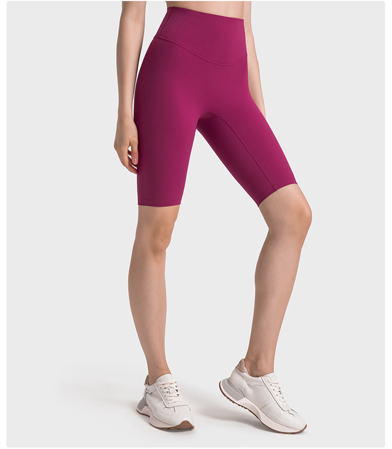 Non Embarrassing Line Anti Curling High Waist Belly Contracting Hip Lifting Yoga Pants Elastic Skin Friendly Sports Shorts Women