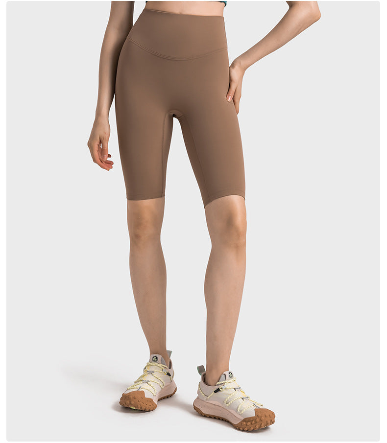 Non Embarrassing Line Anti Curling High Waist Belly Contracting Hip Lifting Yoga Pants Elastic Skin Friendly Sports Shorts Women