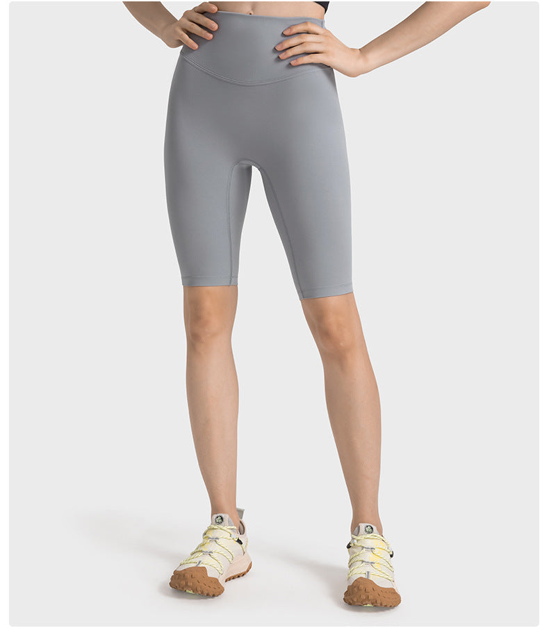 Non Embarrassing Line Anti Curling High Waist Belly Contracting Hip Lifting Yoga Pants Elastic Skin Friendly Sports Shorts Women