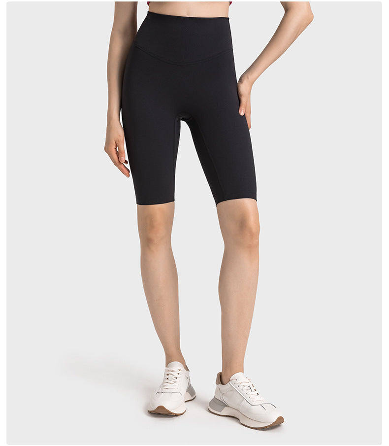 Non Embarrassing Line Anti Curling High Waist Belly Contracting Hip Lifting Yoga Pants Elastic Skin Friendly Sports Shorts Women