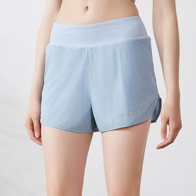 Fitness Marathon Shorts Faux Two Pieces High Waist Anti Exposure Running Training Sports Yoga Shorts Women