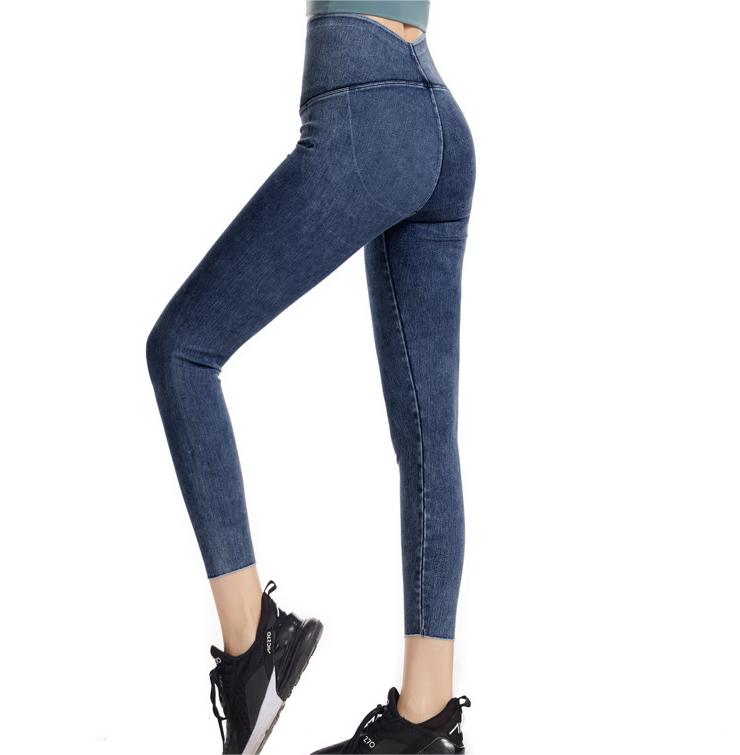Spring Summer Denim Yoga Weight Loss Pants Women High Waist Slimming Hip Raise Outer Wear Tight Stretch Belly Compression Casual Pants