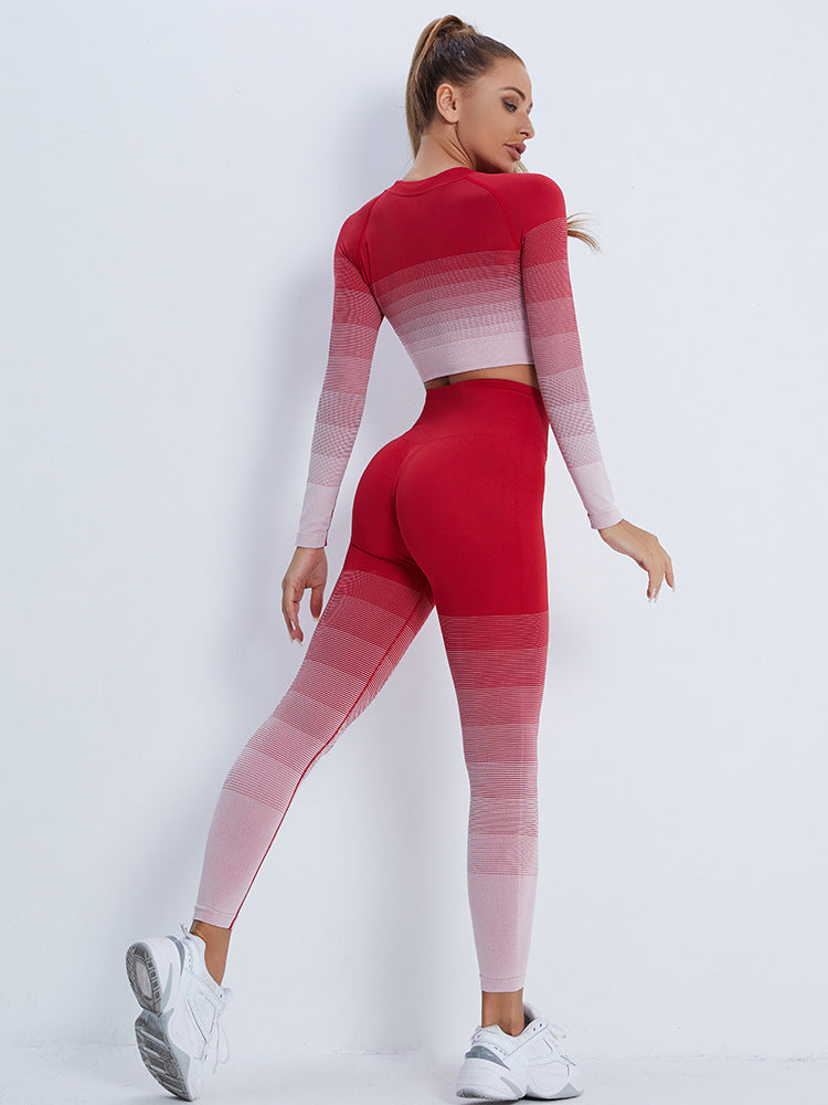 Gradient Sports Long Sleeve Trousers Suit Fitness Running Yoga Long Sleeve Tights