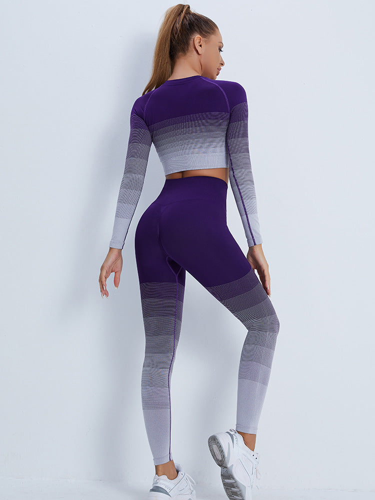 Gradient Sports Long Sleeve Trousers Suit Fitness Running Yoga Long Sleeve Tights