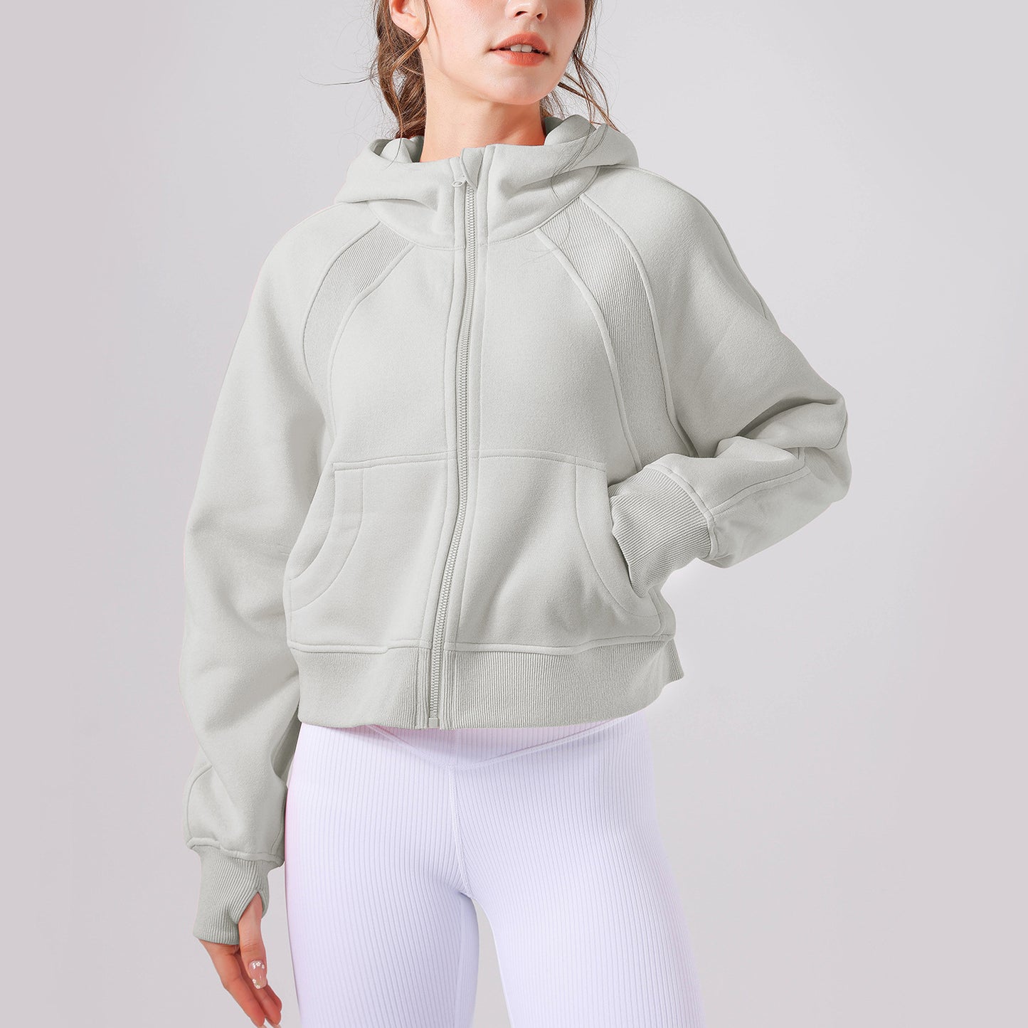 Autumn Winter Yoga Wear Hooded Sweater Thick Loose Casual Full Zipper Sports Jacket Women Workout Clothes