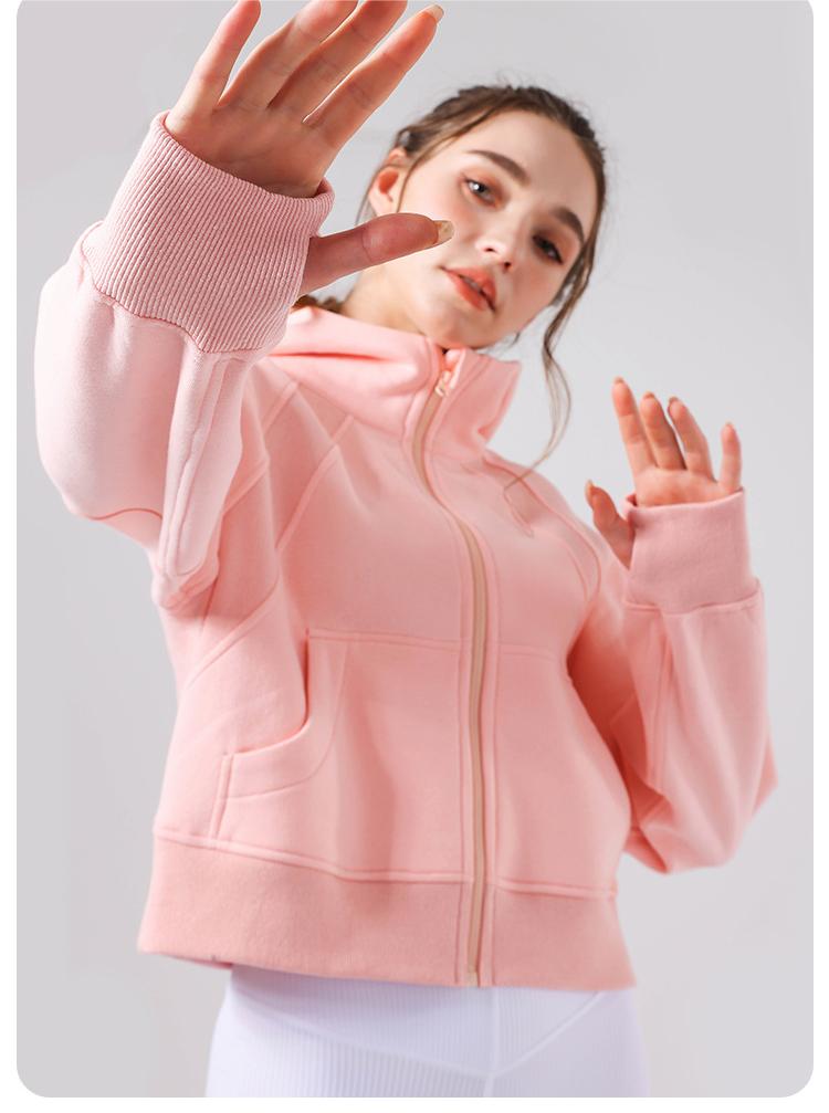 Autumn Winter Yoga Wear Hooded Sweater Thick Loose Casual Full Zipper Sports Jacket Women Workout Clothes
