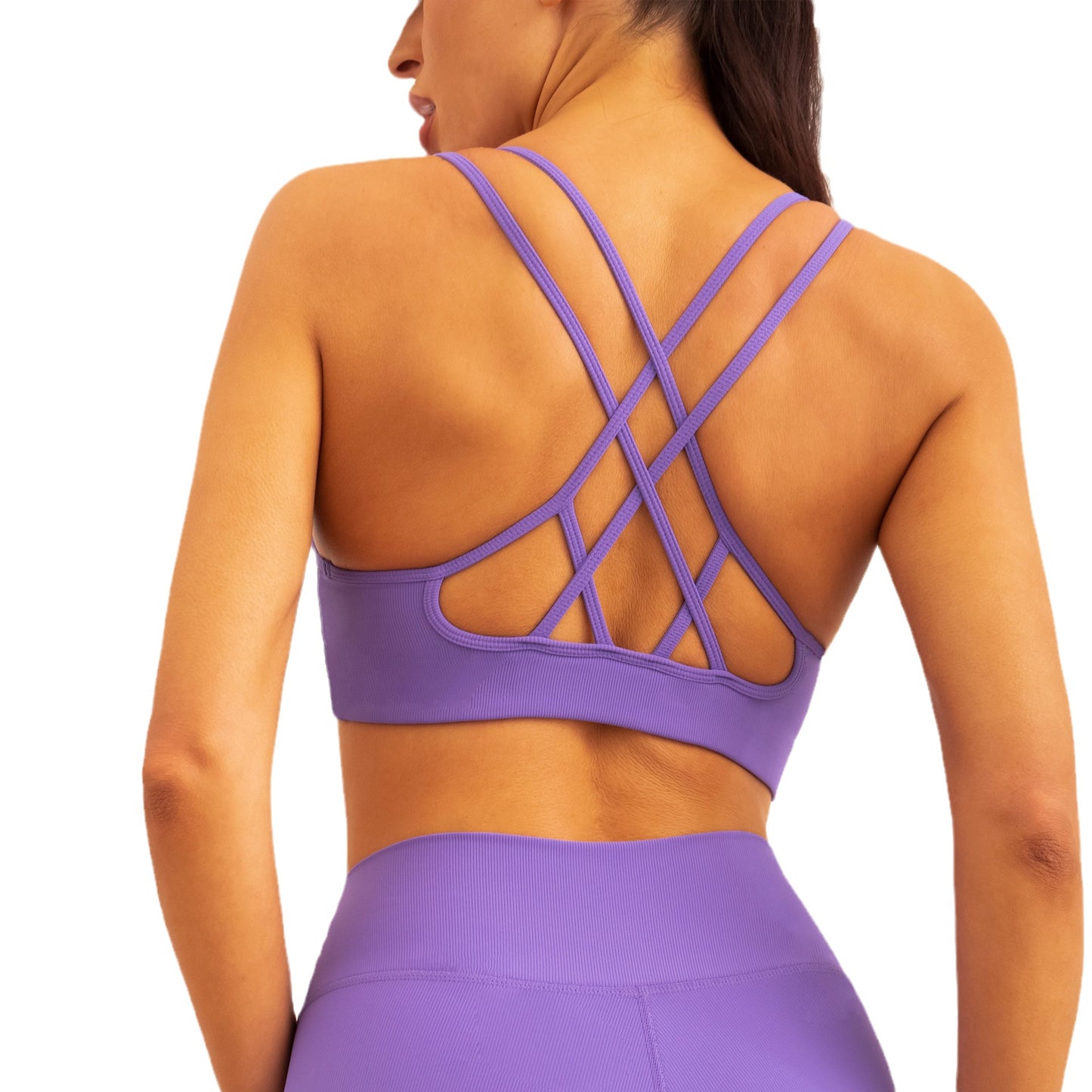 Thread Sports Underwear Workout Bra Cross Beauty Back Sexy Double Shoulder Strap Gather Shockproof