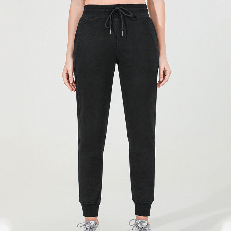 Autumn Winter Exercise Outfit Drawstring Loose Fleece Lock Warm Yoga Pants Casual Elastic Waist Sweatpants for Women