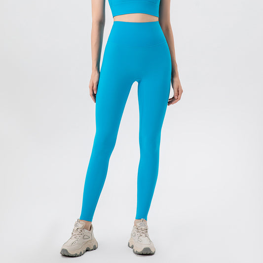 Antibacterial Yoga Pants Fit High Waist Hip Lift Sports Ninth Pants No T Line Nude Feel Tight Fitness Trousers