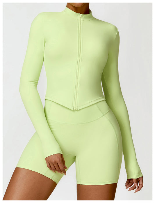 Sollinarry Winter Quick Drying Nude Feel Fitness Coat Women Zipper Running Sports Tight Long Sleeve Yoga Wear Coat