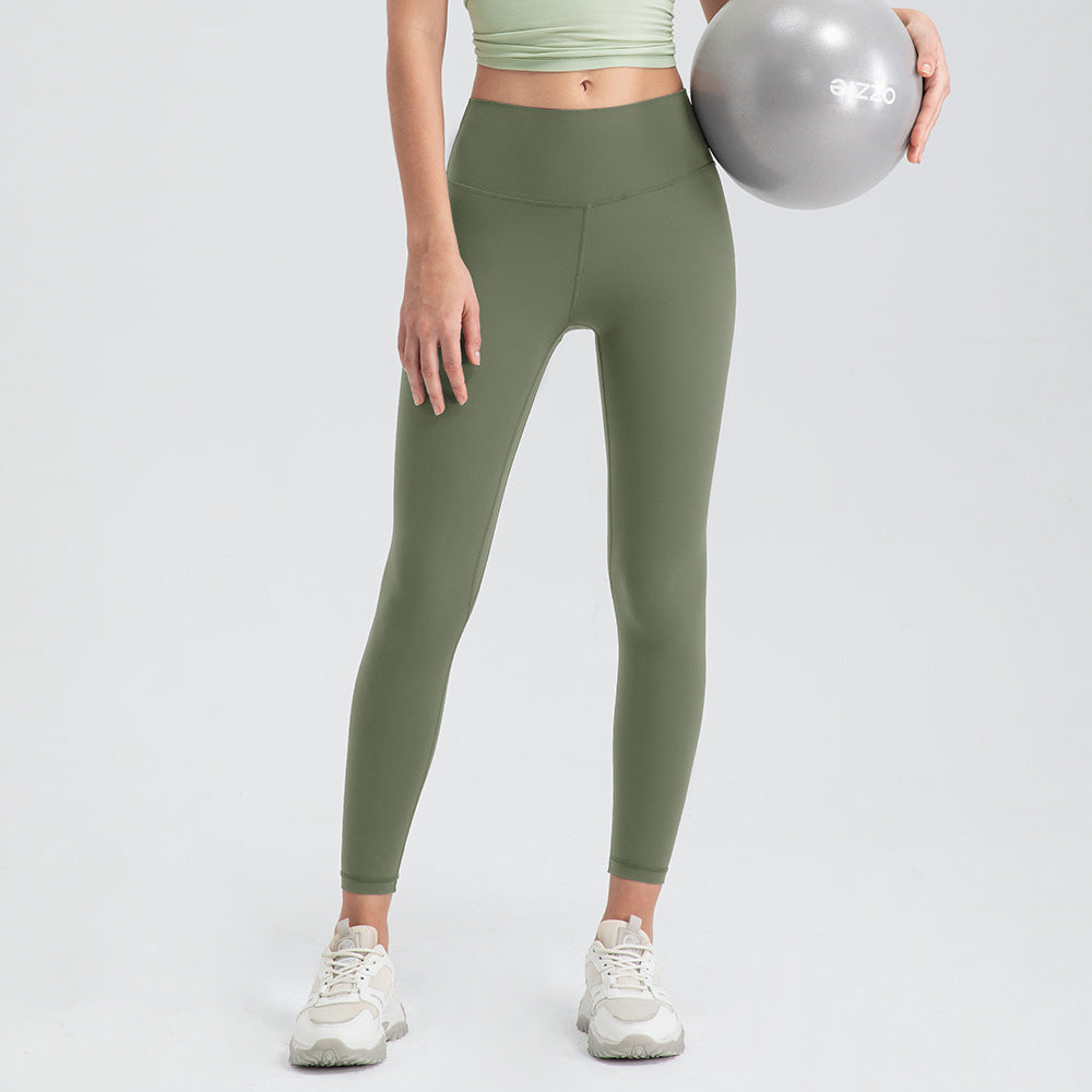 Fine Yarn Women Summer Yoga Pants Lightweight Breathable Tight Nude Feel High Waist Hip Lift Running Fitness Ankle Length Sports Pants