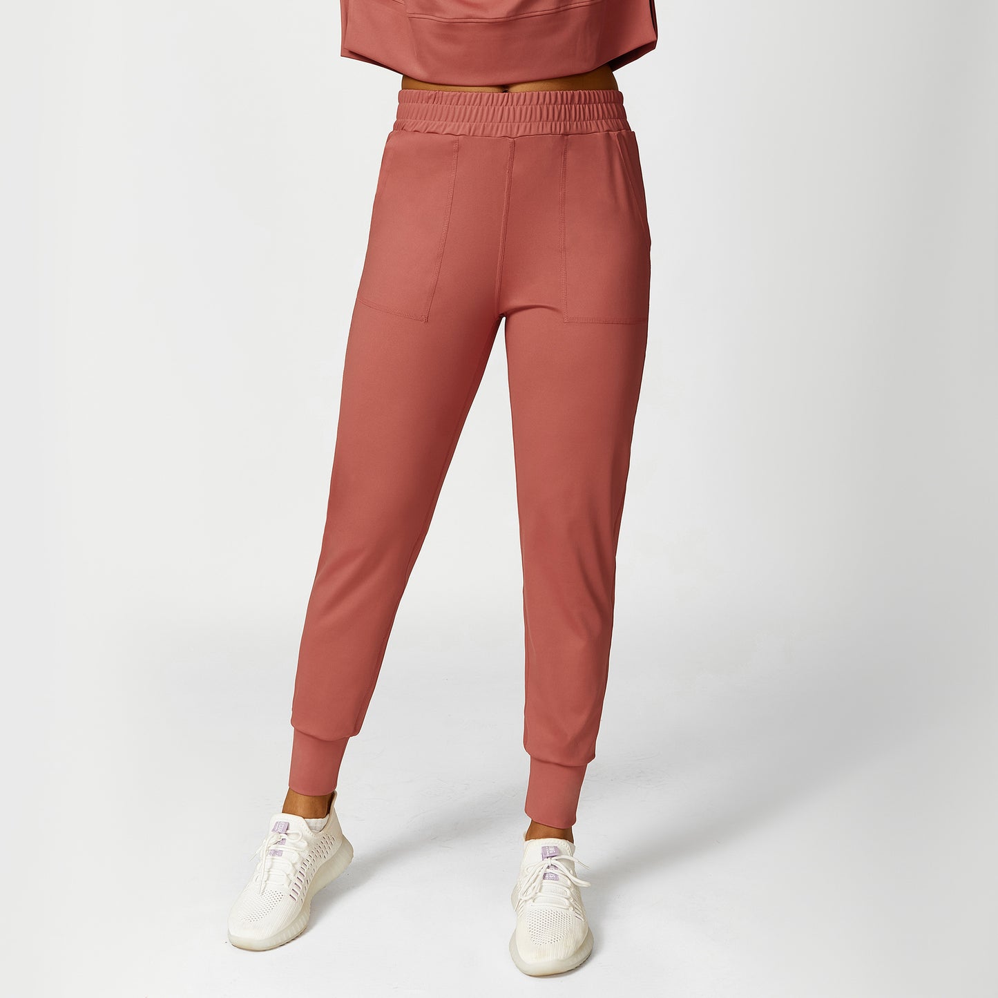 Round Neck Casual Sports Sweater Drawstring Track Sweatpants Double Pocket Outdoor Sports Workout Clothes