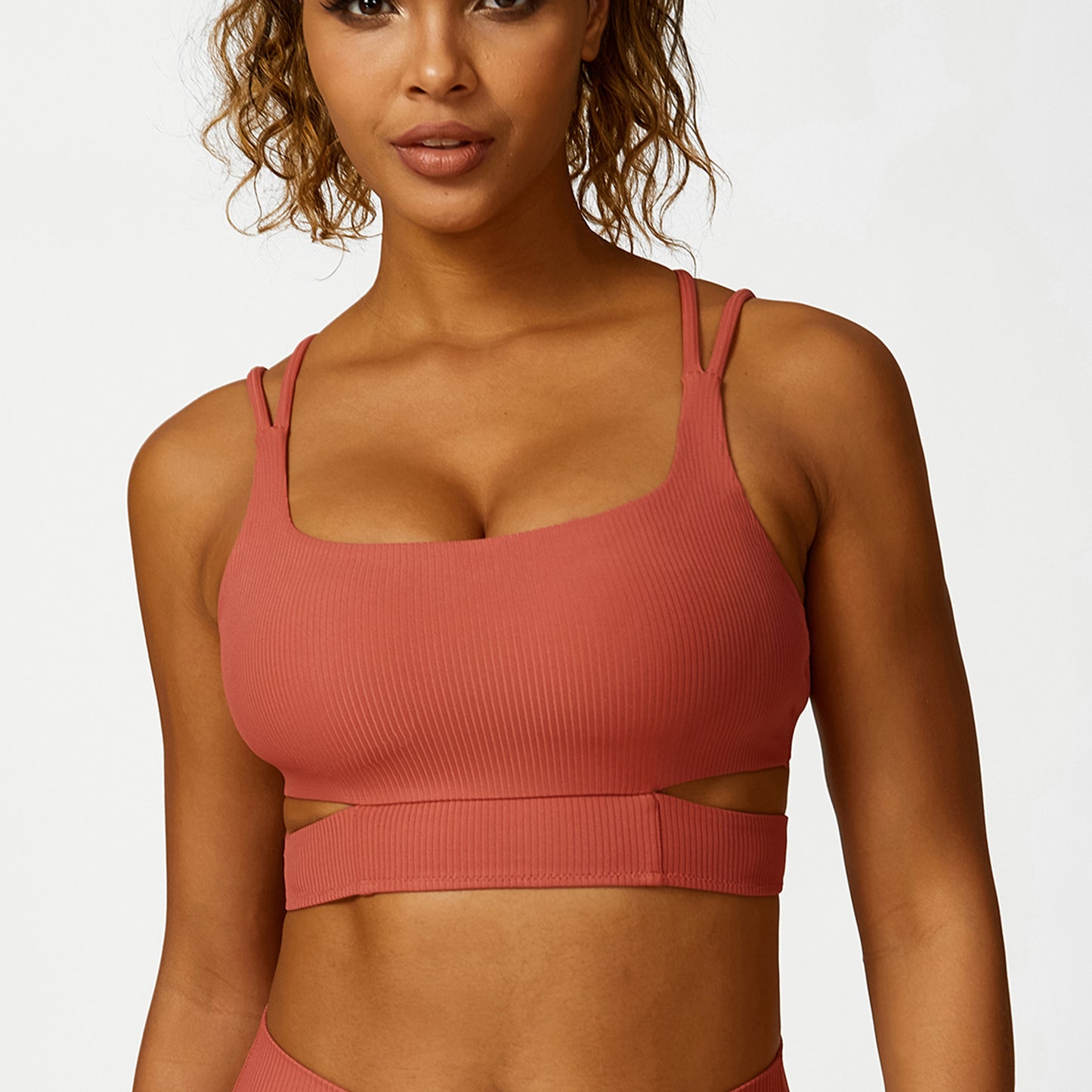 Hollow Out Cutout Shoulder Strap Yoga Long Sleeve Sports Vest With Chest Pad Running Fitness Clothes Yoga Suit