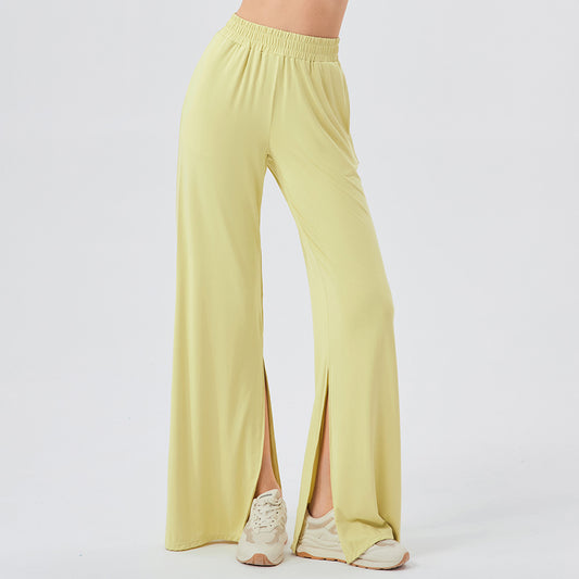 Women Loose Track Pants Modal Cool Breathable Casual Dance Pants High Waist Drooping Split Yoga Trousers