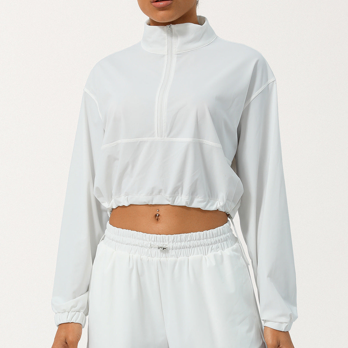 Summer Half Zipper Turtleneck Sun Protection Yoga Clothes Coat UV Protection Outdoor Skin Clothing Hoodie With Drawstrings Sun Protective Clothing
