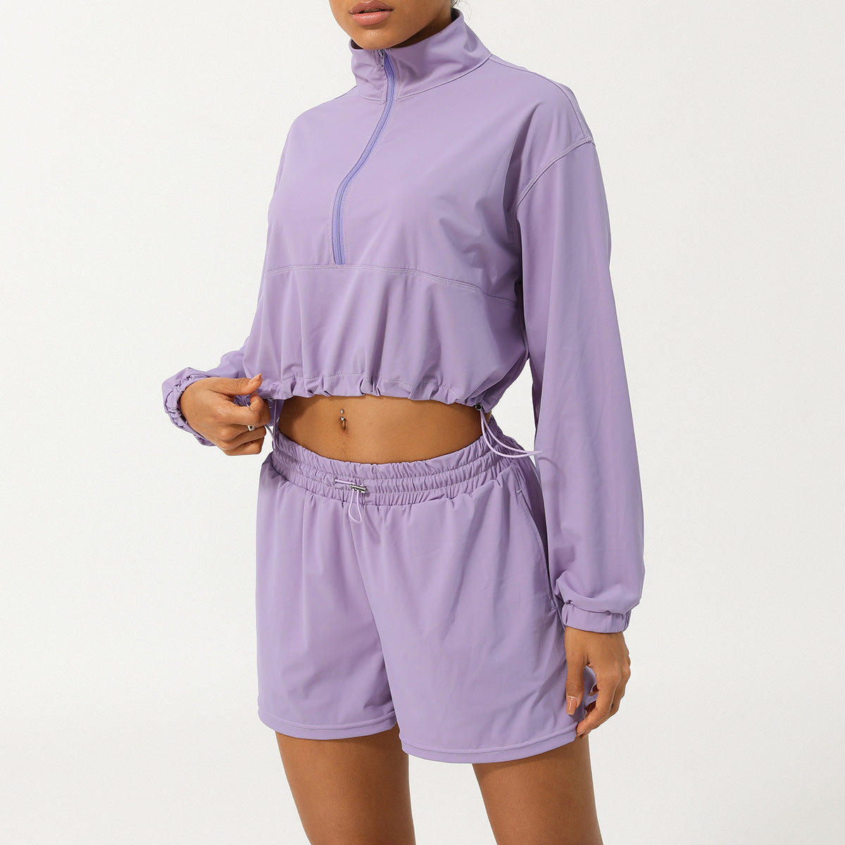 Summer Sports Sun Protection Long Sleeved UV Proof Top Quick Drying Breathable Shorts Casual Sun Protective Clothing Two Piece Set