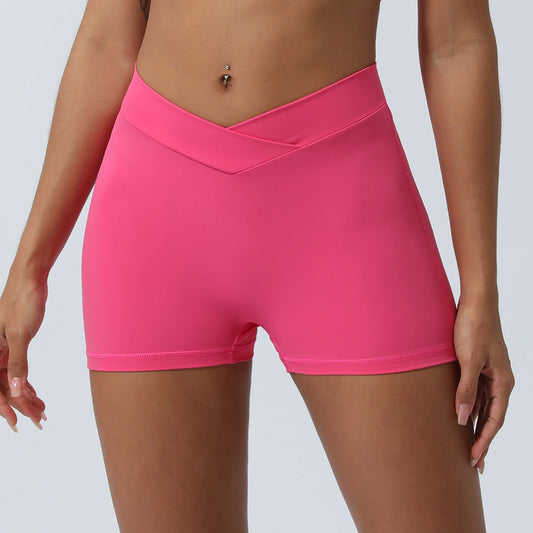 Arrival Cross V Waist Sports Shorts Peach Hip Raise Yoga Shorts Women without T Line Running Workout Shorts