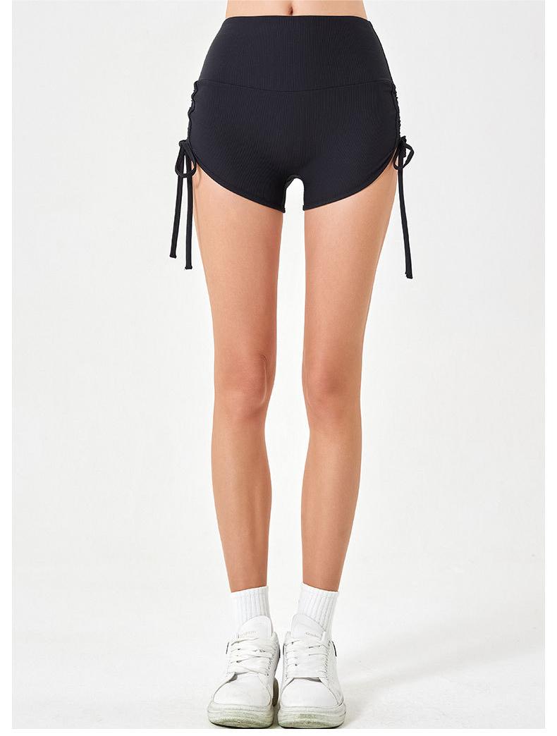 Summer Thin Drawstring Contrast Color Sports Shorts Women Stretchy Slim Fit Hip Lifting Running Quick Drying Fitness Yoga Shorts