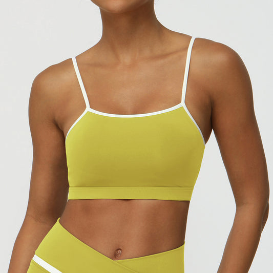 Color Matching Nude Feel Thin Strap Yoga Bra Tight Summer Running Exercise Underwear Shockproof Fitness Vest for Women
