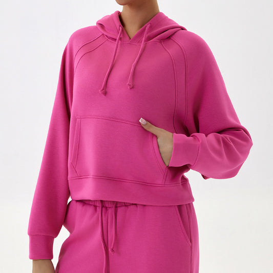 Casual Exercise Sweater Hooded Loose Top Autumn Winter Outdoor Running Training Fitness
