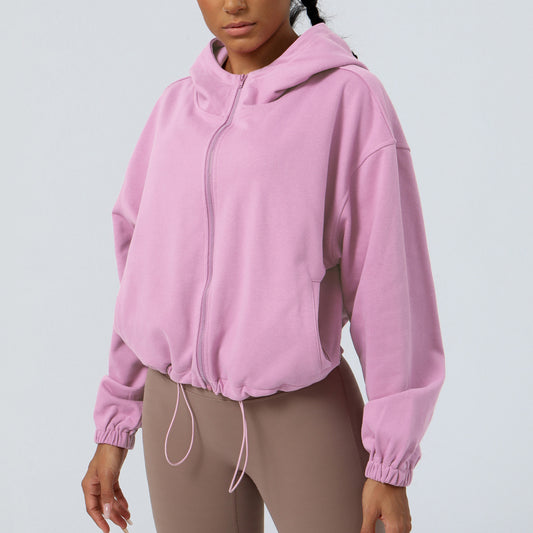 Loose Casual Sports Sweater Workout Top Outdoor Running Cycling Training Zipper Coat Sweatshirt Women