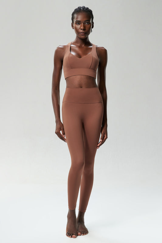 Tight Lycra Fitness Yoga Wear Suit Women Running Sports Nude Feel Quick Drying Two Piece Suit Undershirt