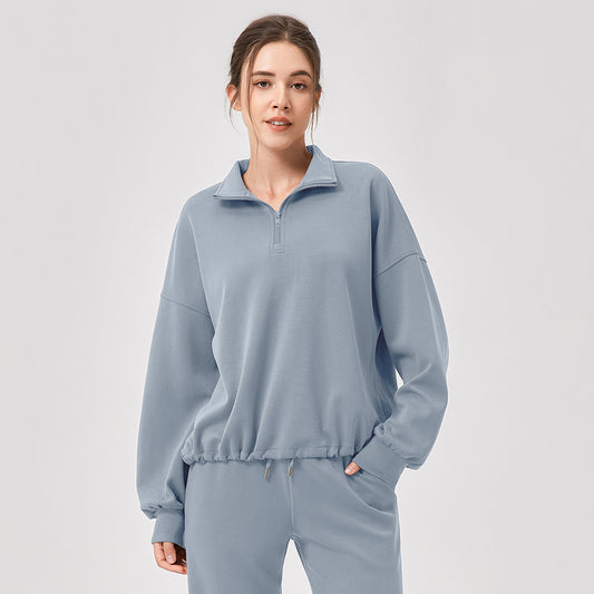 Women Fall Winter Yoga Wear Sports Sweater Modal Loose Casual Stand Collar Running Fitness Sports Top