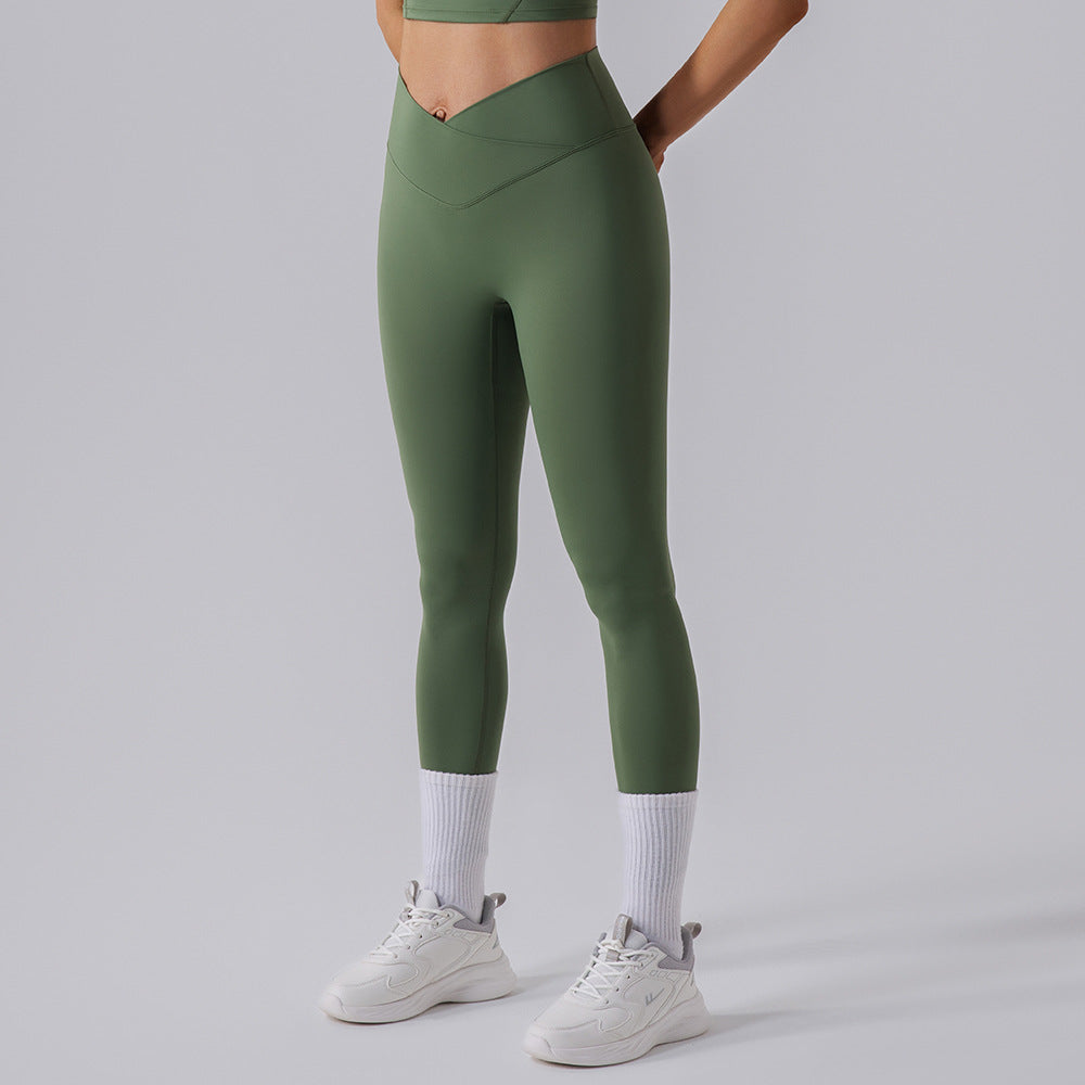 Nude Feel Running Outerwear Elastic High Waist Hip Raise Belly Contracting Fitness Pants Quick Dry Training Sports Skinny Yoga Pants