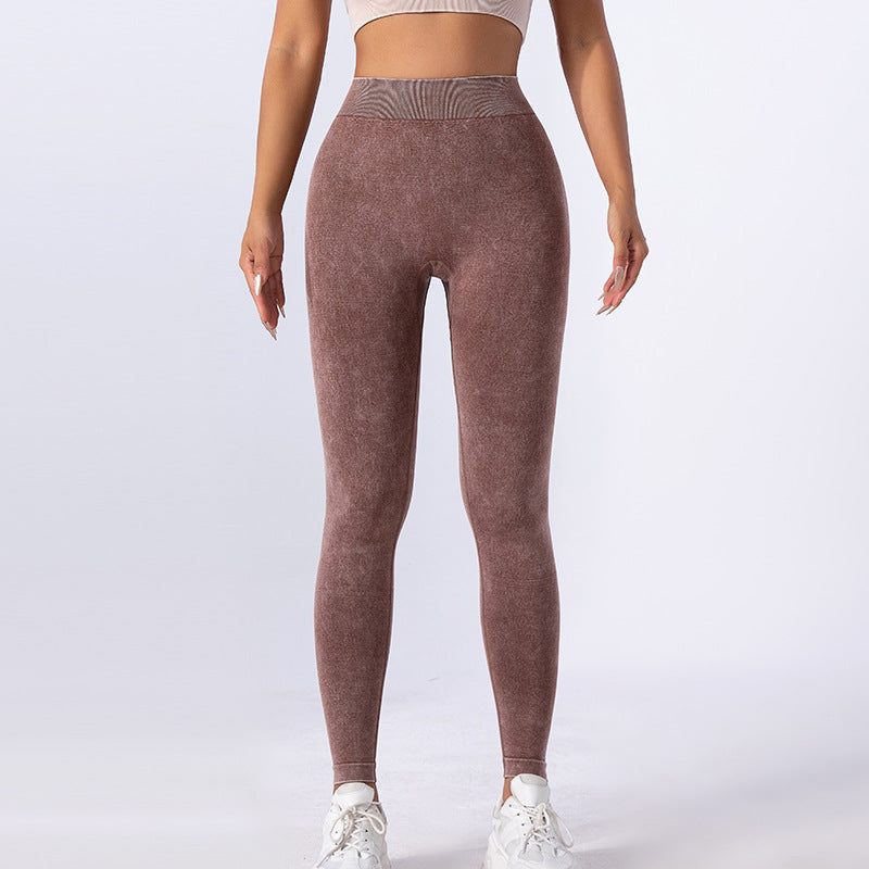 Yoga Pants Washed Seamless V Waist High Elastic Sports Yoga Fitness Tight Trousers Yoga Trousers