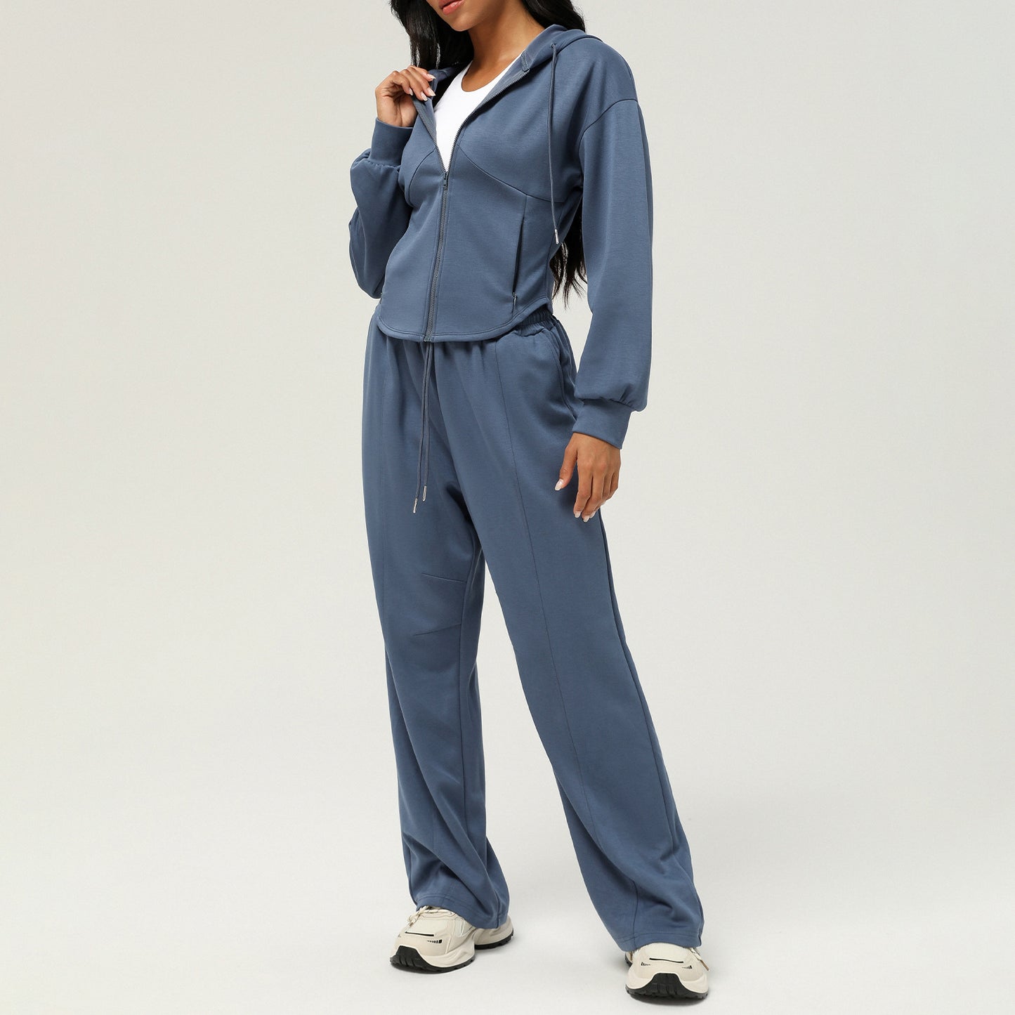 Sportswear Autumn Winter Two Piece Sets Casual Sweatpants Loose Hooded Coat Outdoor Running Workout Outfit