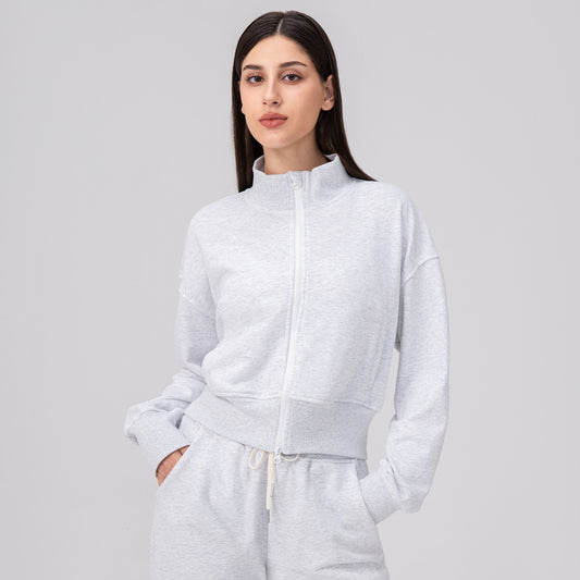 Autumn Winter Exercise Coat Women Loose Collared Yoga Jacket Casual Running Fitness Top Zipper Cardigan