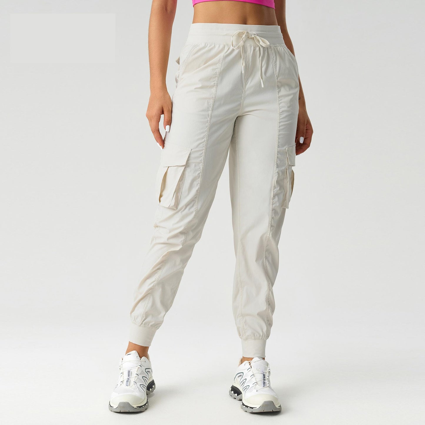 Lightweight Quick Drying Breathable Exercise Workout Pants Women Outdoor Casual Loose Mid Waist Ankle Banded Working Pants