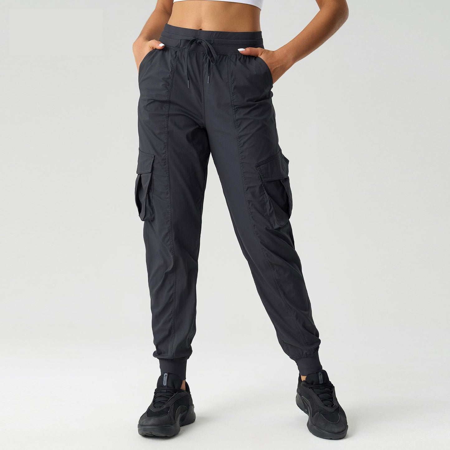 Lightweight Quick Drying Breathable Exercise Workout Pants Women Outdoor Casual Loose Mid Waist Ankle Banded Working Pants